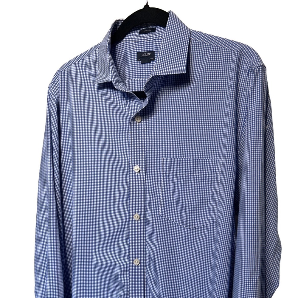 J.Crew Thompson Stretch Wrinkle Free Blue‎ Gingham Button Down Shirt Size Medium